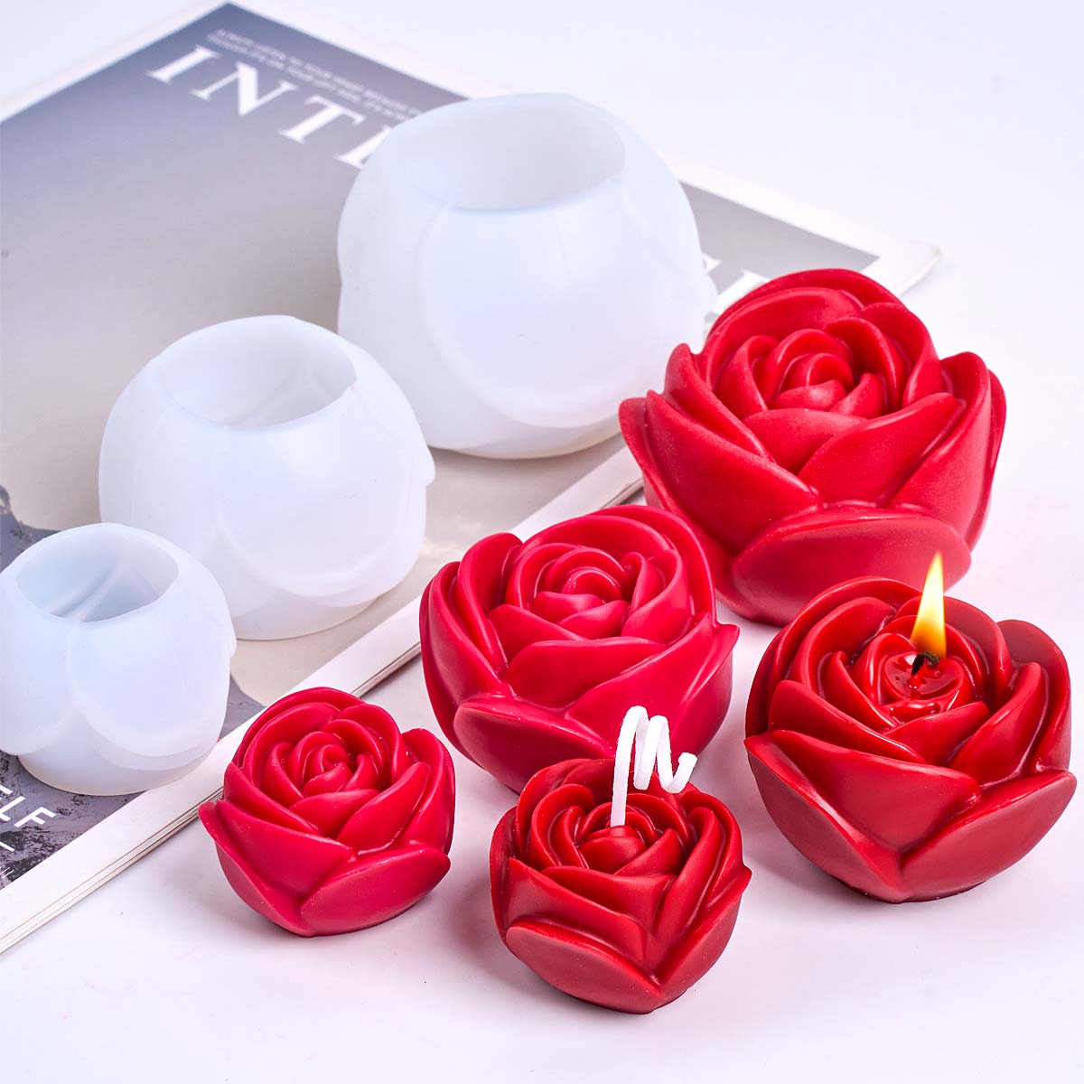 3D Flower Shape Silicone Candl - Home Fragrance Rose ulasan dan harga