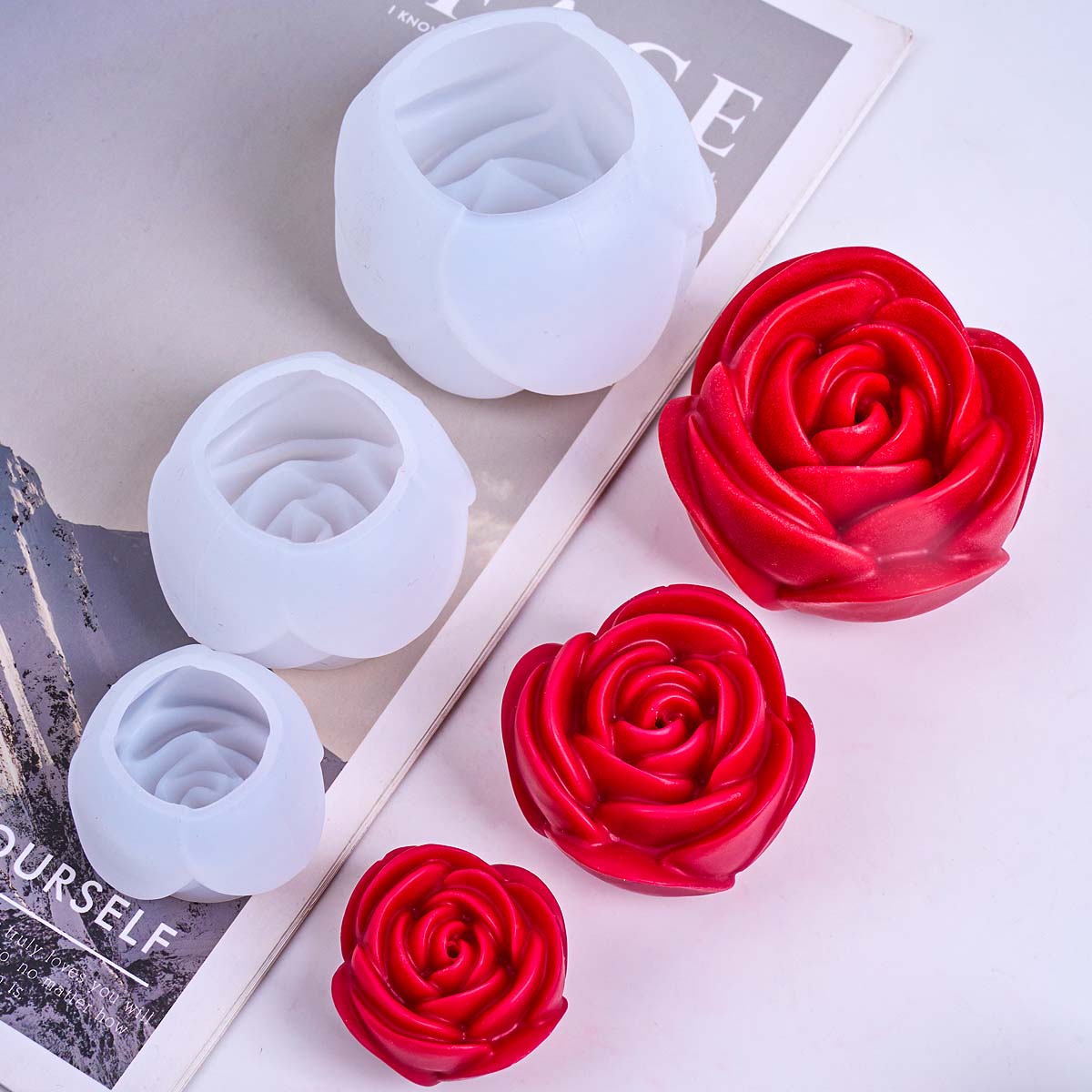 3D Flower Shape Silicone Candl - Home Fragrance Rose ulasan dan harga